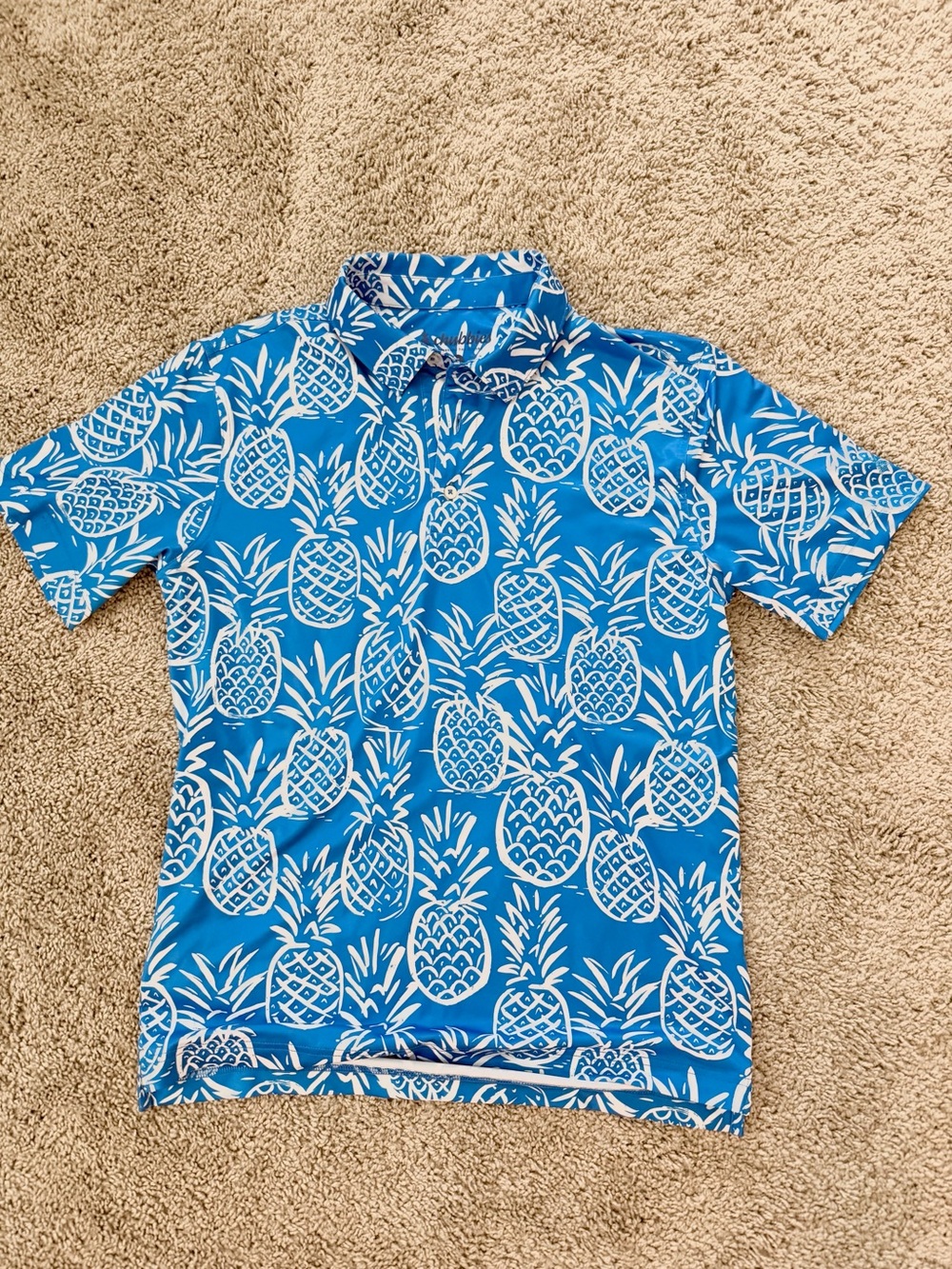 chubbies Blue Pineapple Print Polo Shirt NWOT